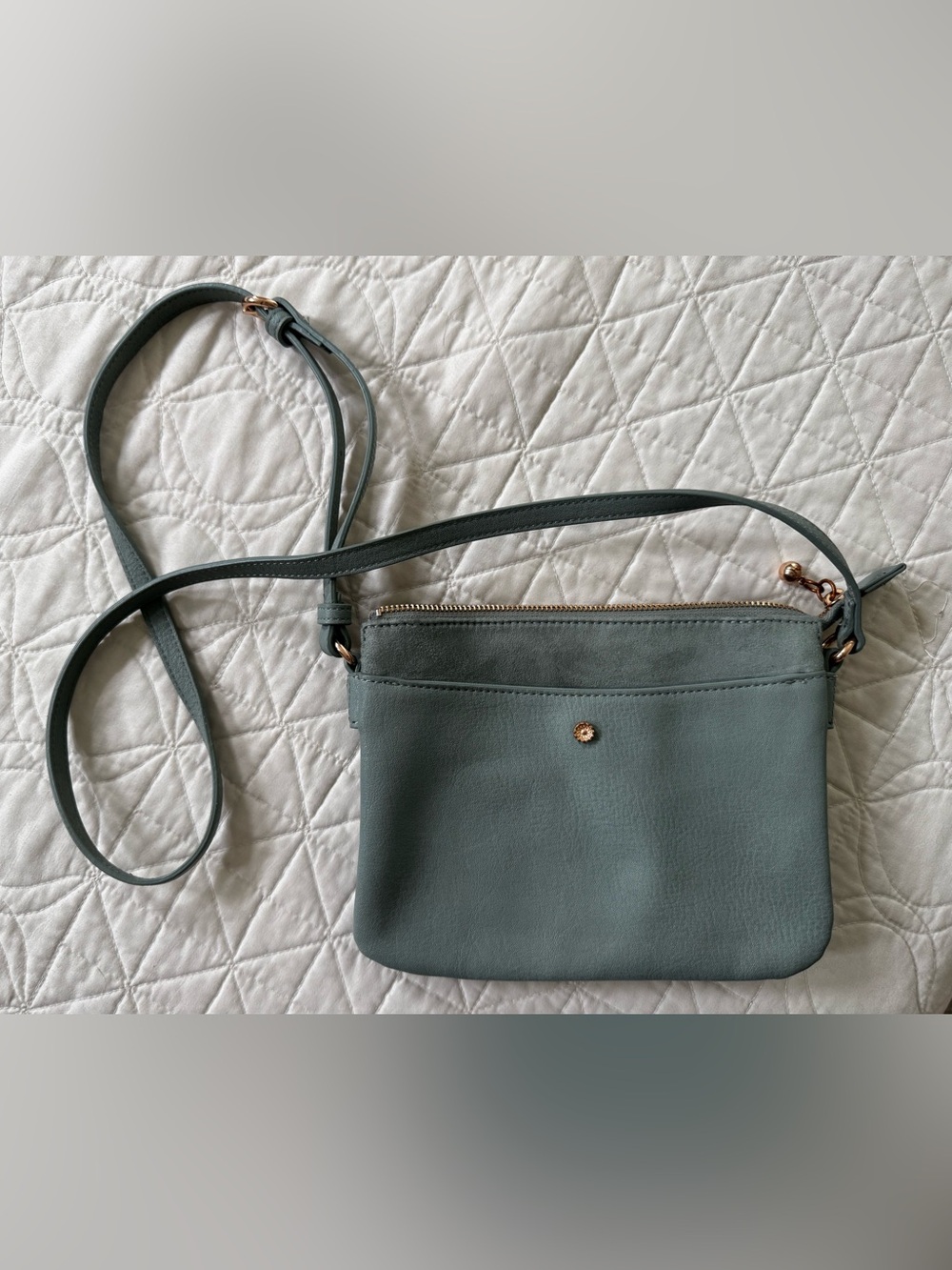 LC Lauren Conrad Double Compartment Crossbody Purse Sage Green